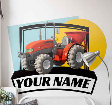 Sticker Personnalisé Plaque de tracteur rouge  - TenStickers