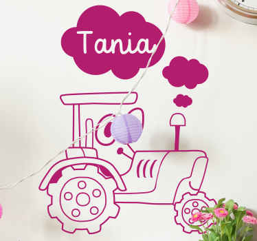 Traktor s očima a barevným štítkem se jménem - TenStickers
