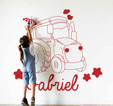 Naklejka personalizowana Prosty traktor z nazwą - TenStickers