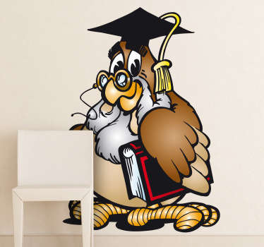 Graduation Owl Character cat sticker - TenStickers