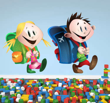 Schulkinder Paar Aufkleber - TenStickers