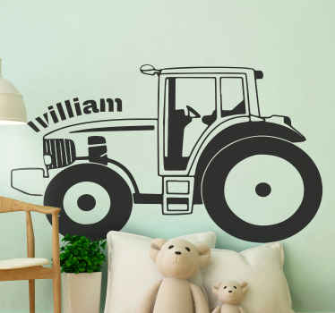Silhouette tractor with custom name toy sticker - TenStickers
