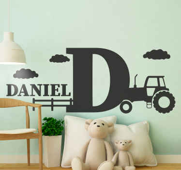 Silhouette green tractor with name toy sticker - TenStickers