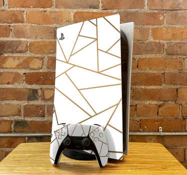 金色和白色线条ps5贴纸 - TenStickers