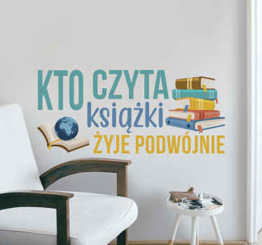 Naklejka na ścianę do salonu napisy książki - TenStickers