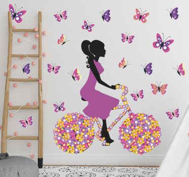 Cykling sommerfugle sommerfugl vinyl klistermærke - TenStickers