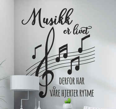 Musikk er livsmotiverende vegg klistremerker sitat - Tenstickers