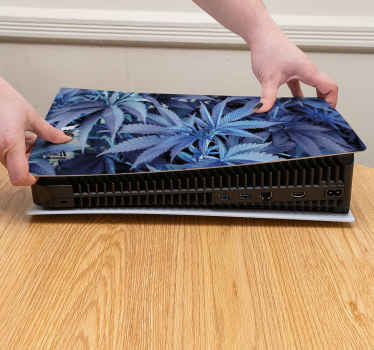 Vinilo de cannabis en azul para PlayStation 5: diseño encantador para personalizar tu dispositivo PlayStation con una apariencia excepcional.