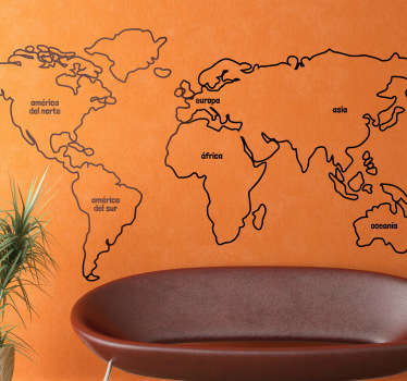 Vinilo mapa del mundo línea - TenVinilo