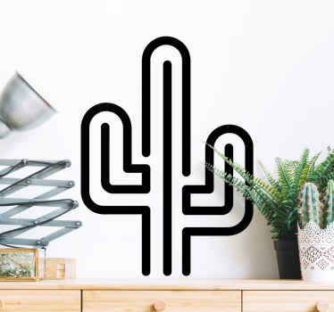 Geometric monocolor cactus plant wall sticker - TenStickers