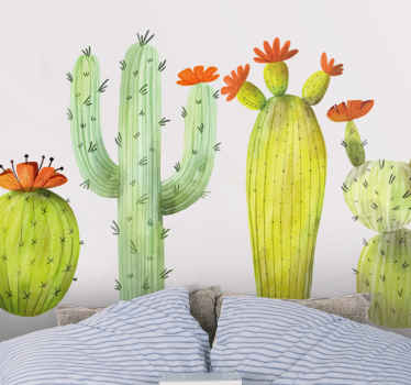 αυτοκόλλητο τοίχου φυτό λουλουδιών κάκτων - TenStickers