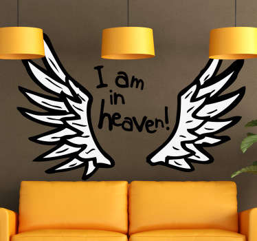 I Am In Heaven Angel Wings Wall Art Sticker - TenStickers