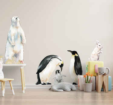Nordic polar animals illustration decal - TenStickers