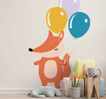 풍선 일러스트 데칼과 북유럽 여우 - TenStickers