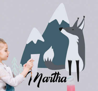 Vinilo con nombre de lobo y montañas - TenVinilo