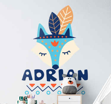 Sticker Animal Jungle Renard à plumes nordique personnalisé - TenStickers