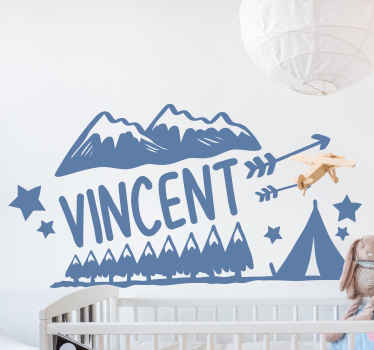 Nordic nature name personalized animal decal - TenStickers