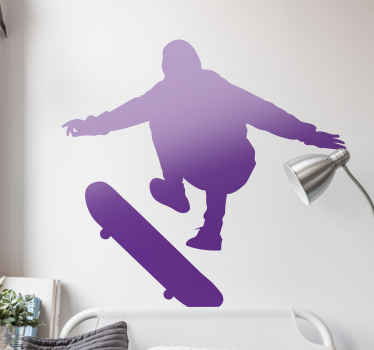 Skateboarder jumping silhouette wall sticker - TenStickers