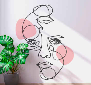 Aufkleber für die Wand Frau gesicht minimale linien - TenStickers