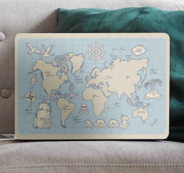 Hand drawn vintage world map laptop skin - TenStickers