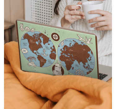 Naklejka na laptopa Płaska mapa świata vintage - TenStickers