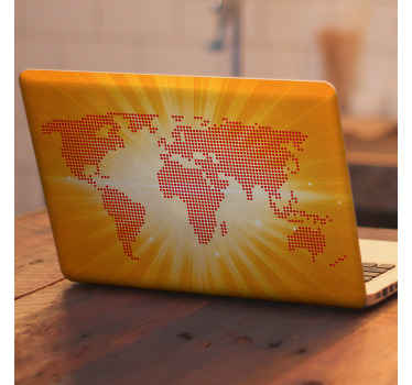Vinilo para portátiles mapamundi con rayos - TenVinilo