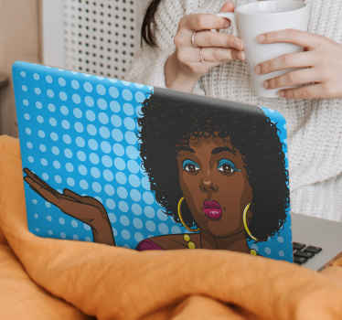 Sticker ordinateur portable portrait de femme stylée - TenStickers