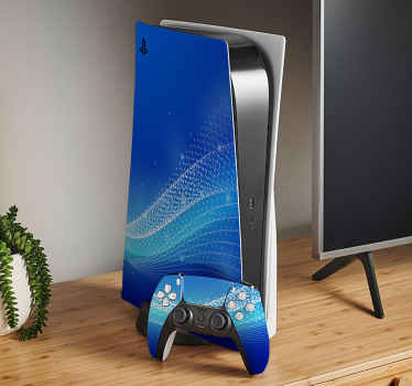 PS5 Aufkleber Blaue Wellen und Punkte - TenStickers