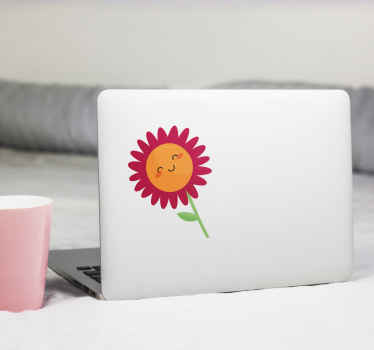 Sticker Ordinateur Portable Fleur heureuse  - TenStickers