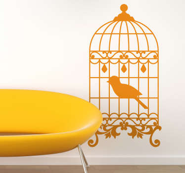 Vinilo decorativo jaula pájaro vintage - TenVinilo