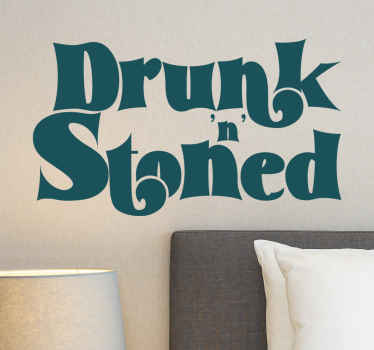 Drunk 'n' stoned 70s  vintage sticker - TenStickers