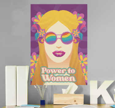 Power to women 70's design vintage stickers - TenStickers