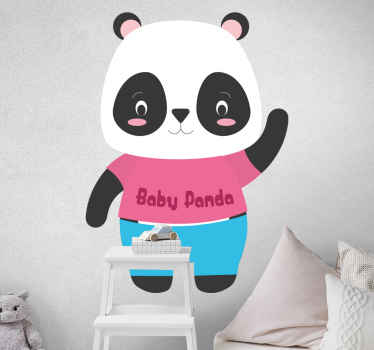 Vinilo animal salvaje Panda bebé vestido con nombre - TenVinilo