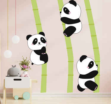 Sticker Animal Jungle Escalade de pandas - TenStickers