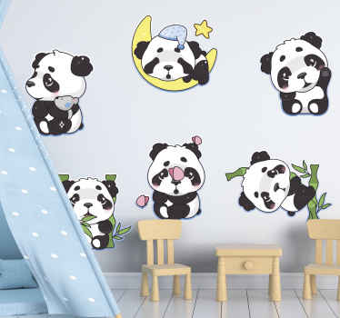 Panda eszik és alszik vadállat matrica - TenStickers