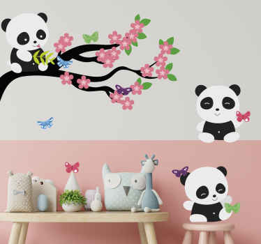 Autocolantes árvore da primavera com panda - TenStickers