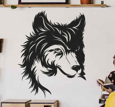Mono colour wolf head shape wild animal decal - TenStickers