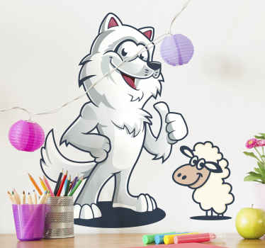 Wolf Huging a sheep wild animal decal - TenStickers