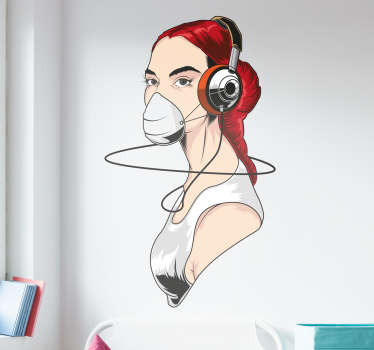 Autocolante de música menina respirando música - TenStickers