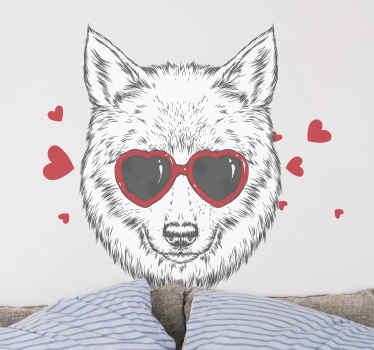 Søt ulv med hjerter vilt dyremerket - Tenstickers
