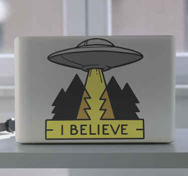 Autocolante para PC Eu acredito ufo - TenStickers