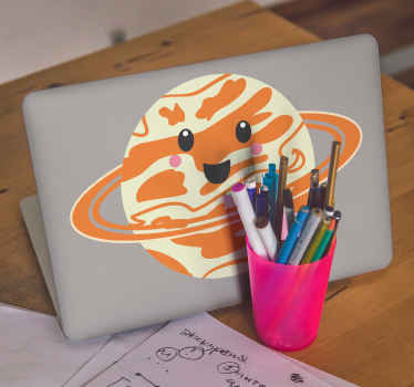 Laptop Aufkleber Saturn mit Gesicht - TenStickers