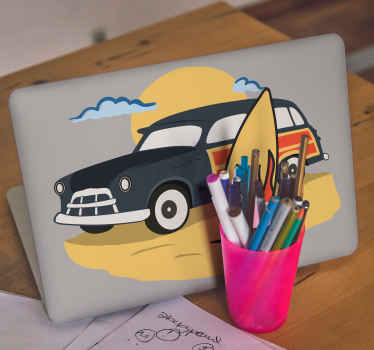 Laptop Aufkleber Auto mit Sonnenuntergang - TenStickers