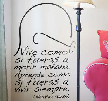 Vinilo decorativo vive aprende Gandhi - TenVinilo