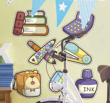 Zpět do školy nálepka různých školních symbolů - TenStickers