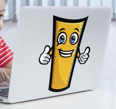 Natrag u školu nasmijana koža s plavim ravnalom - TenStickers