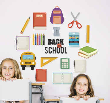 学校に戻るシンボルパッケージウィンドウデカール - TENSTICKERS