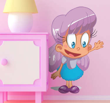 Vinilo infantil niña pelo lila - TenVinilo