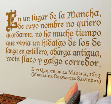 Vinilo frase introducción Quijote - TenVinilo