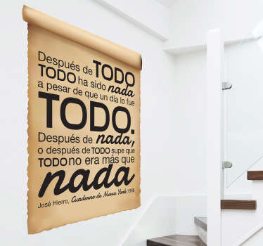 Adhesivo poema Hierro papiro - TenVinilo